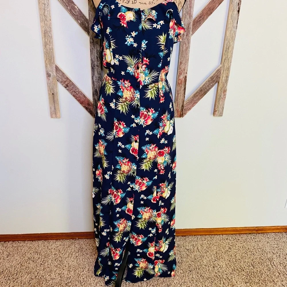 Skies are Blue Tropical Print Maxi Dress